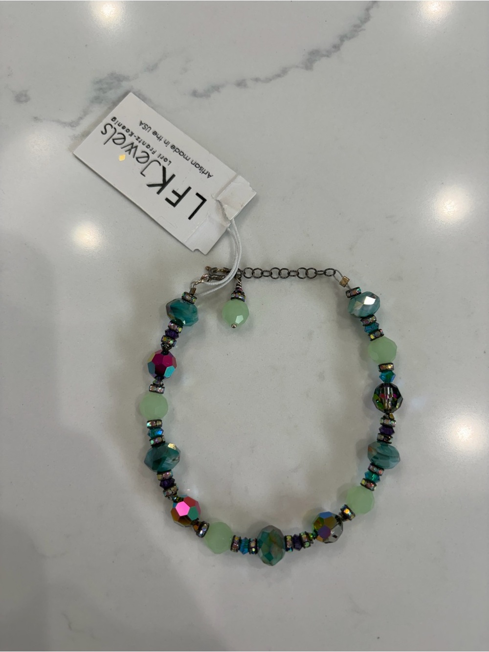 LFK Jewels Mint & Teal Faceted Bead Bracelet